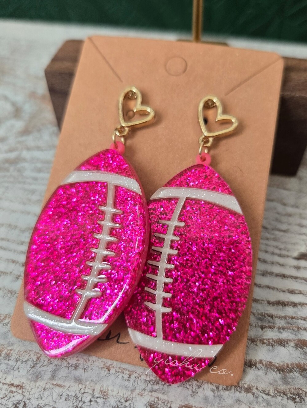 Pretty in Pink Glitter Football Earrings 🏈🩷